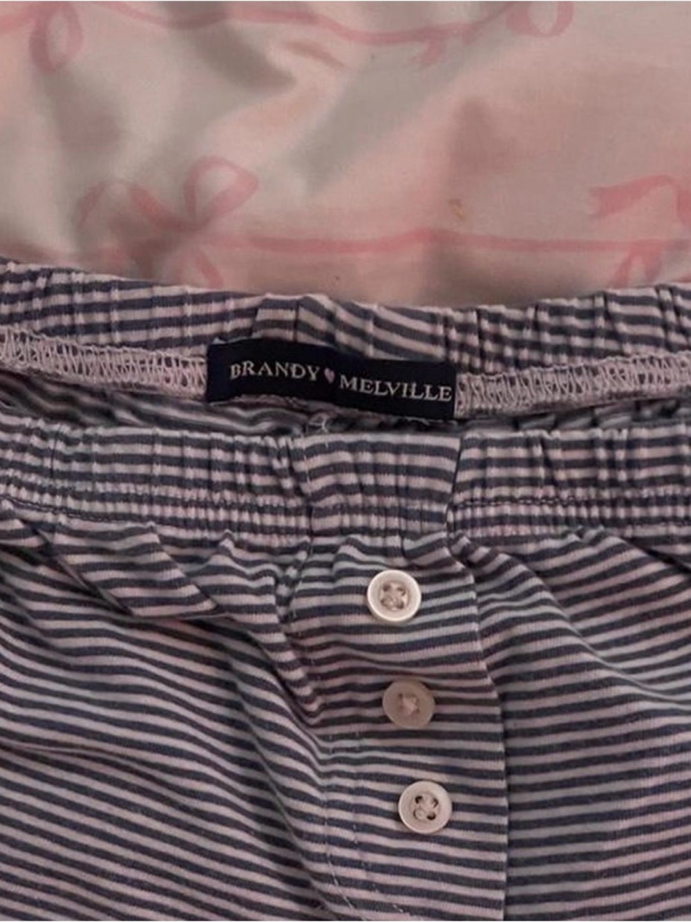 Brandy Melville Navy & White Striped Button-Front Shorts